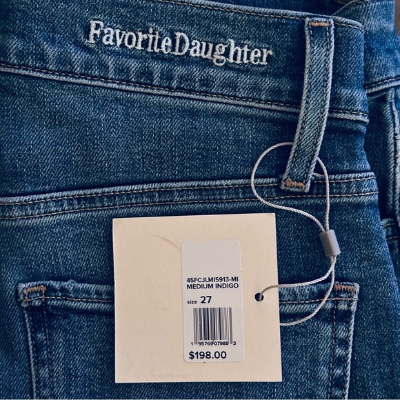 FAVORITE DAUGHTER 27 PETITE SHORTIE VALENTINA TOWER SUPER HIGH RISE - MED INDIGO - Picture 6 of 13
